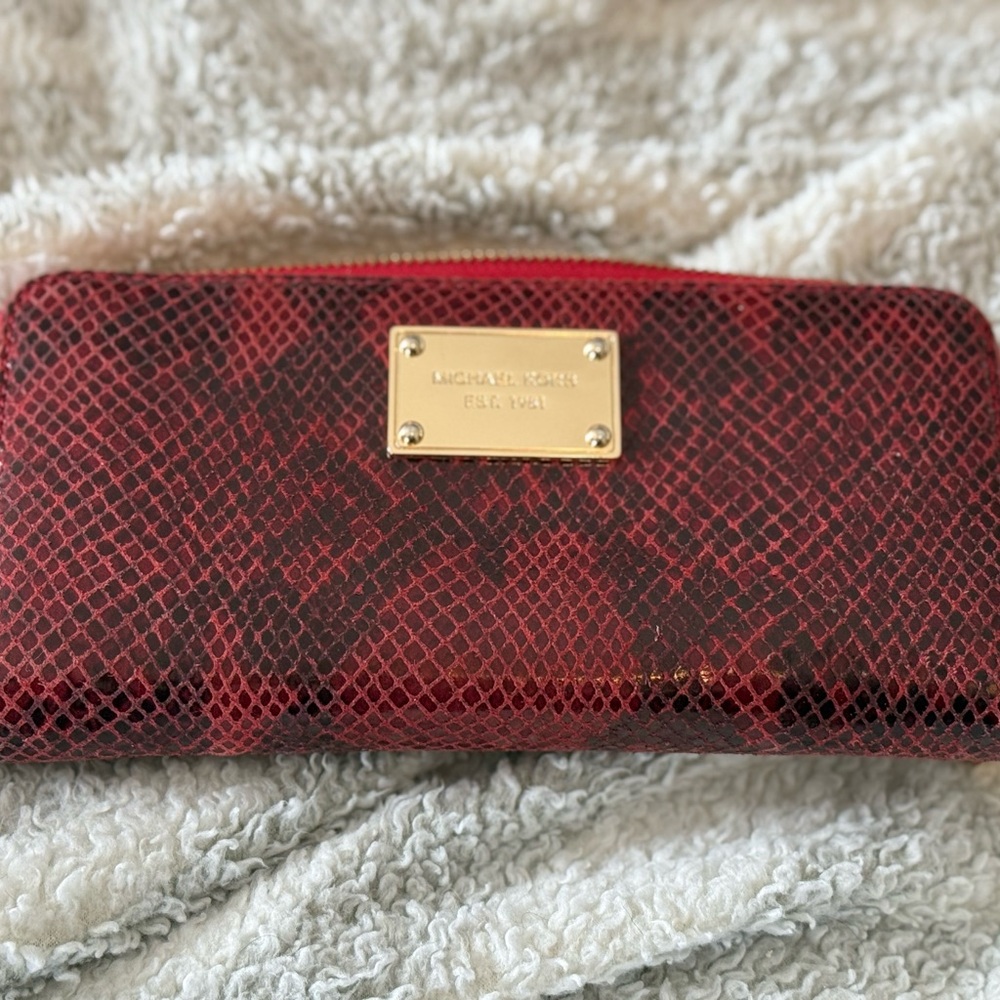 Michael Kors Red Snakeskin Clutch